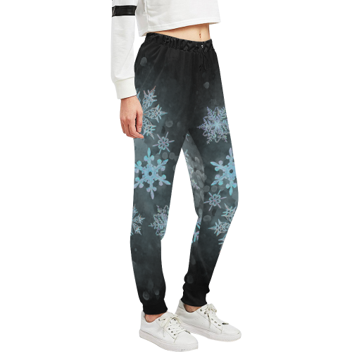 Snowflakes, snow, white and blue, Christmas Unisex All Over Print Sweatpants (Model L11)