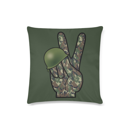 Forest Camouflage Peace Sign on Green Custom Zippered Pillow Case 16"x16"(Twin Sides)