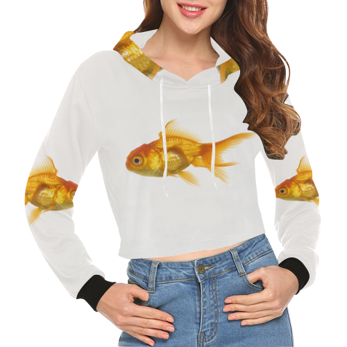 GOLDFISH All Over Print Crop Hoodie for Women (Model H22)