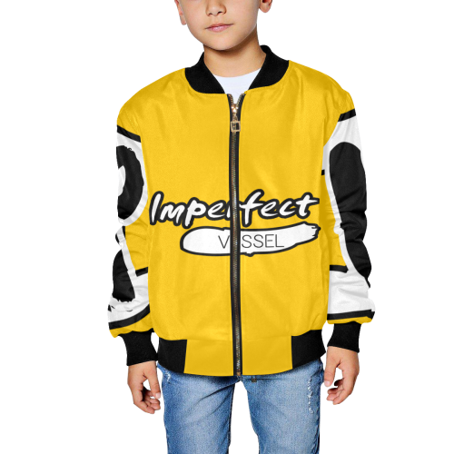 Yellow Kids' All Over Print Bomber Jacket (Model H40)