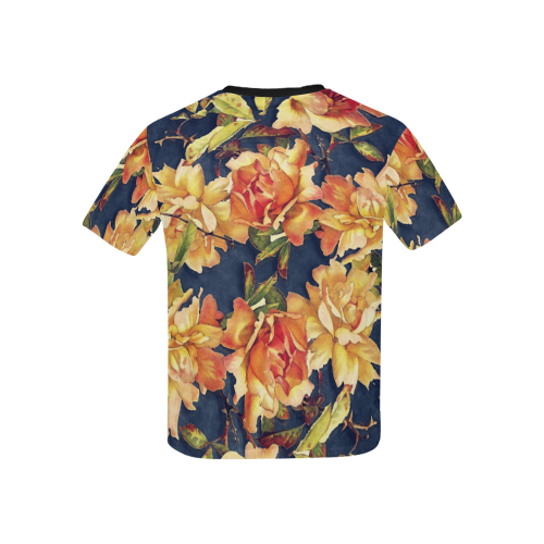 flowers #flowers #pattern #flora Kids' All Over Print T-Shirt with Solid Color Neck (Model T40)