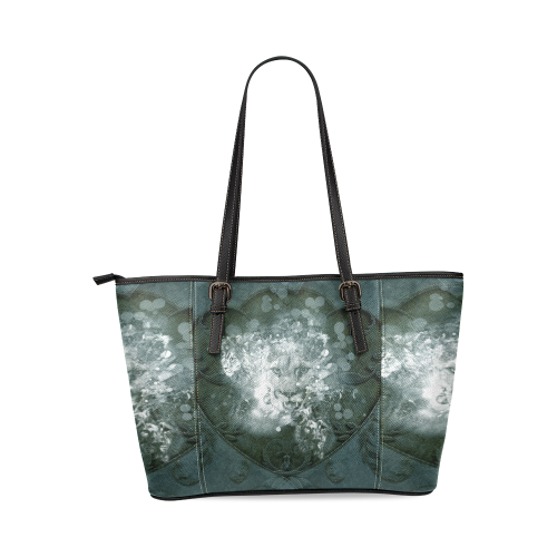 White lion Leather Tote Bag/Small (Model 1640)