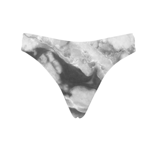 Marble Black and White Pattern Women's All Over Print Thongs (Model L30)