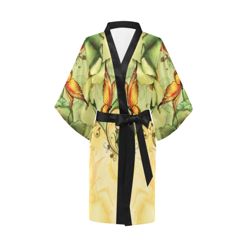 Colorful flowers with butterflies Kimono Robe