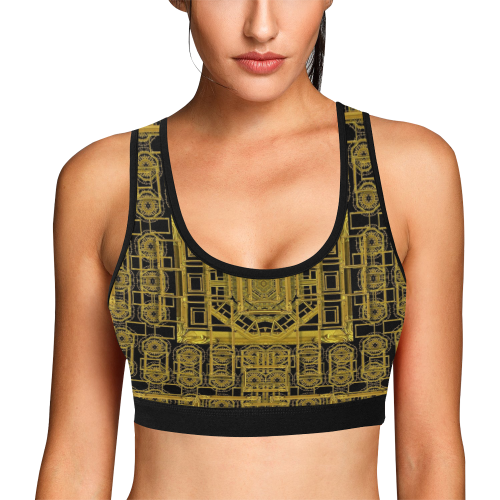Beautiful stars would be in gold frames Women's All Over Print Sports Bra (Model T52)