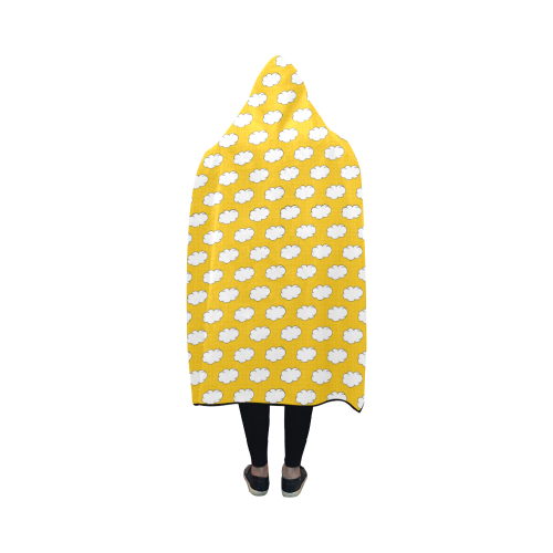 Clouds with Polka Dots on Yellow Hooded Blanket 50''x40''