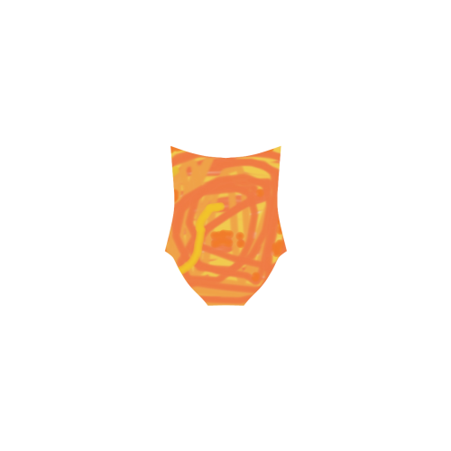 Orange and Yellow Scribbles Strap Swimsuit ( Model S05)