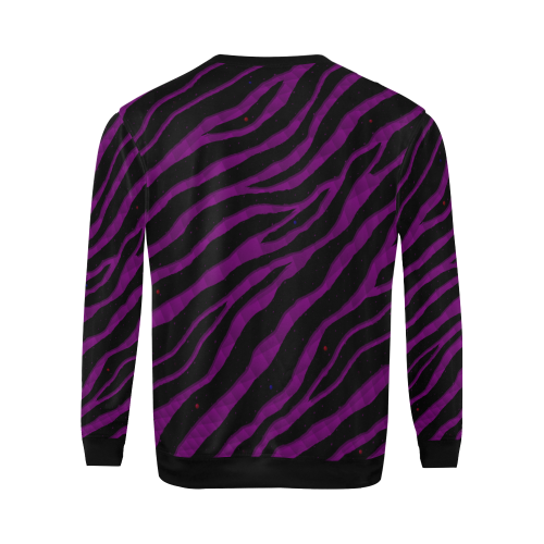 Ripped SpaceTime Stripes - Purple All Over Print Crewneck Sweatshirt for Men (Model H18)