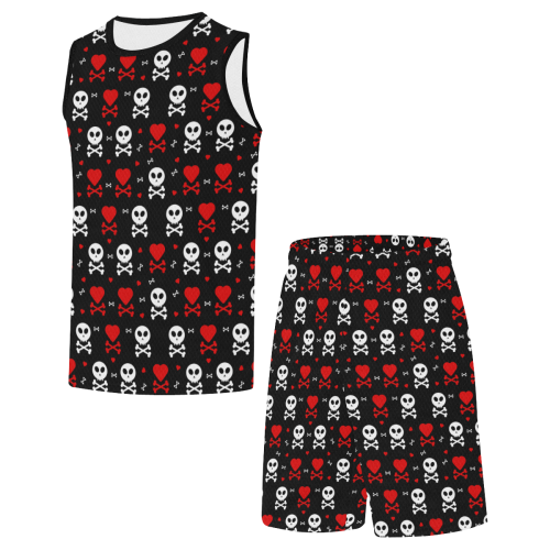 Skull and Crossbones All Over Print Basketball Uniform
