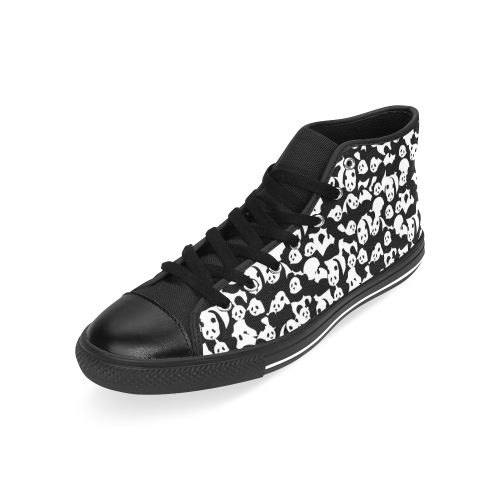 Panda Pattern Men’s Classic High Top Canvas Shoes /Large Size (Model 017)