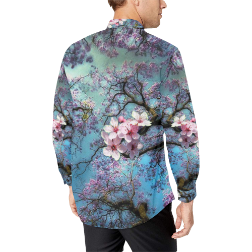 Cherry blossomL Men's All Over Print Casual Dress Shirt (Model T61)