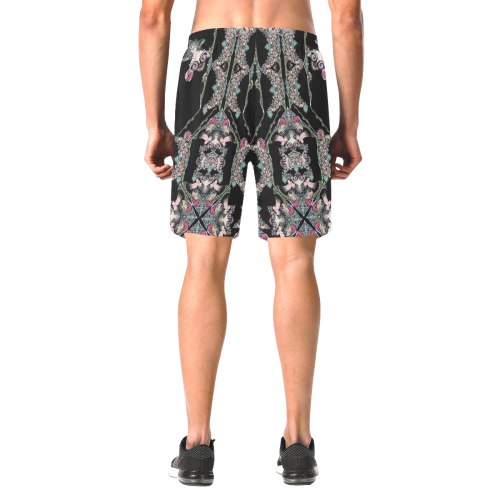 black nature Men's All Over Print Elastic Beach Shorts (Model L20)