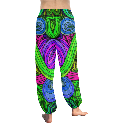 Psychedelic Lines Green Women's All Over Print Harem Pants (Model L18)