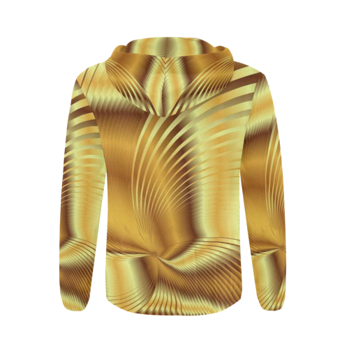 Gold waves All Over Print Full Zip Hoodie for Men/Large Size (Model H14)