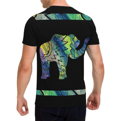 Men's Patchwork Elephant Pocket T Men's All Over Print T-Shirt with Chest Pocket (Model T56)