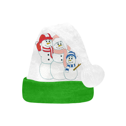 Snowman Family White/Green Santa Hat