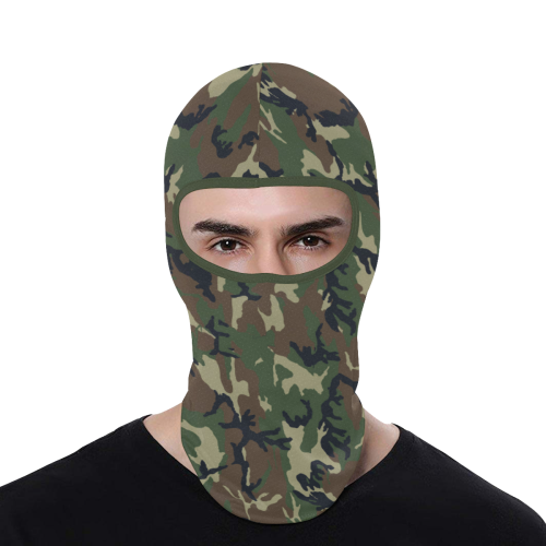 Woodland Forest Green Camouflage All Over Print Balaclava