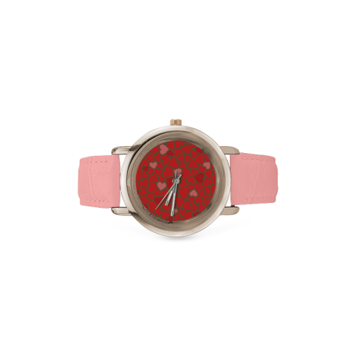 Love pattern BROWN Women's Rose Gold Leather Strap Watch(Model 201)