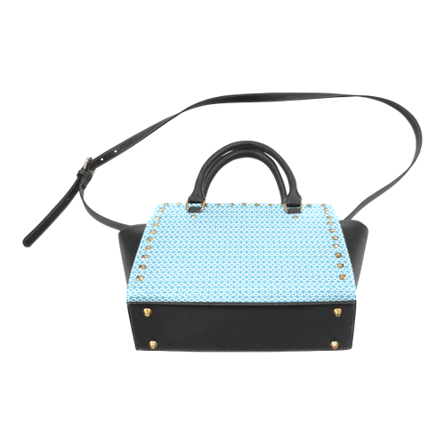 Blue Stylish Brunch Rivet Shoulder Handbag (Model 1645)