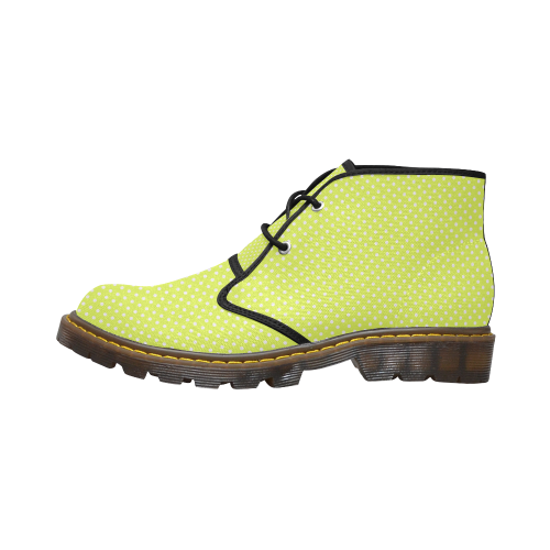 Yellow polka dots Women's Canvas Chukka Boots/Large Size (Model 2402-1)