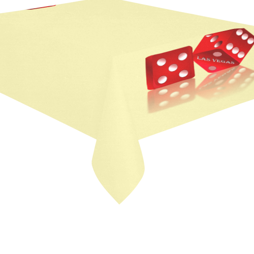 Las Vegas Craps Dice on Yellow Cotton Linen Tablecloth 60"x 84"