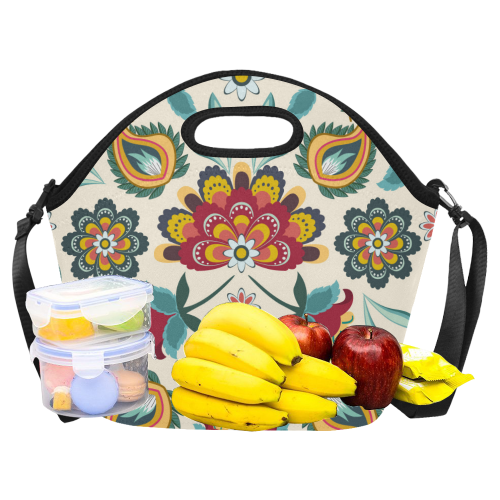 Awesome Batik Floral Neoprene Lunch Bag/Large (Model 1669)