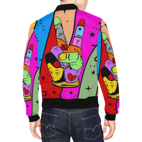 Peace Popart by Nico Bielow All Over Print Bomber Jacket for Men/Large Size (Model H19)