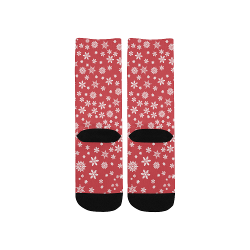 Christmas  White Snowflakes on Red Custom Socks for Kids
