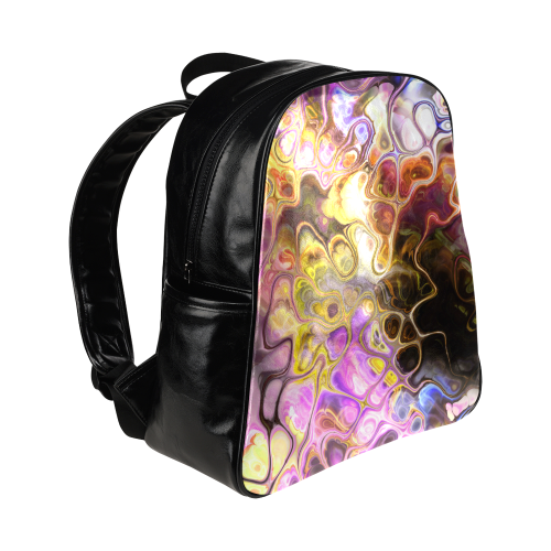 Colorful Marble Design Multi-Pockets Backpack (Model 1636)