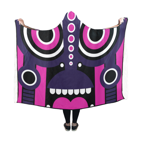 Pink Purple Tiki Tribal Hooded Blanket 60''x50''