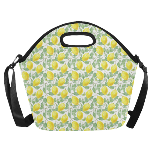 Lemons And Butterfly Neoprene Lunch Bag/Large (Model 1669)