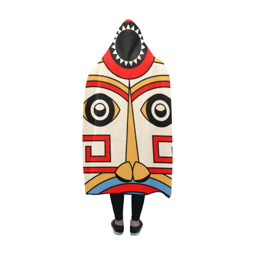 Aztec Religion Tribal Hooded Blanket 60''x50''