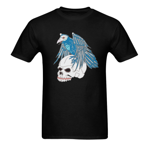 Raven Sugar Skull Black Men's T-Shirt in USA Size (Two Sides Printing)