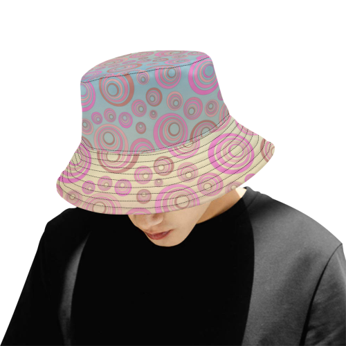 Retro Psychedelic Pink and Blue All Over Print Bucket Hat for Men