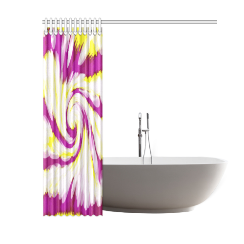 Pink Yellow Tie Dye Swirl Abstract Shower Curtain 60"x72"