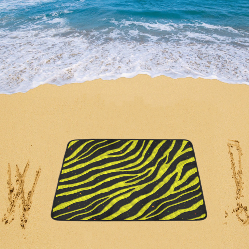 Ripped SpaceTime Stripes - Yellow Beach Mat 78"x 60"