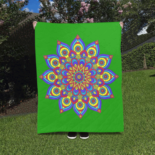 Brilliant Star Mandala Green Quilt 40"x50"