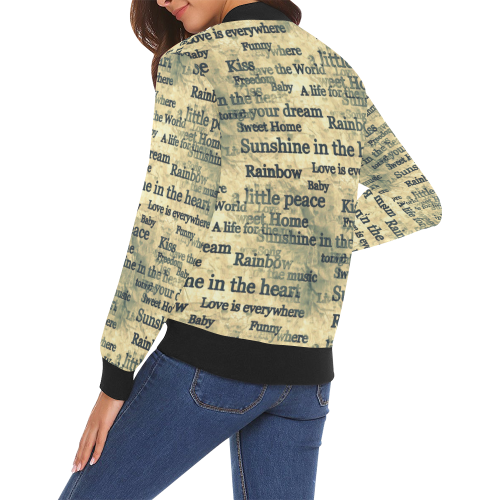 Words Popart by Nico Bielow All Over Print Bomber Jacket for Women (Model H19)