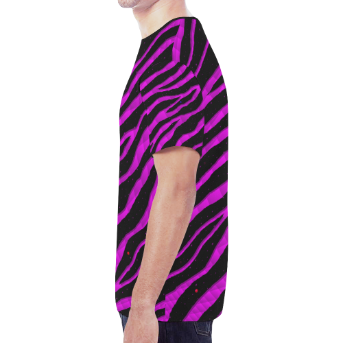 Ripped SpaceTime Stripes - Pink New All Over Print T-shirt for Men/Large Size (Model T45)
