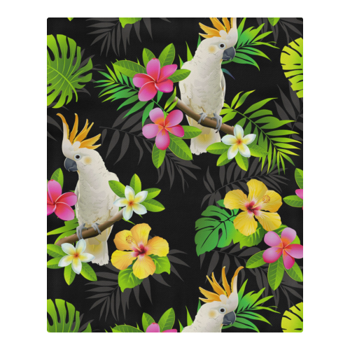 Parrots And Tropical Flowers 3-Piece Bedding Set