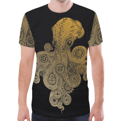 Retro Futurism Steampunk Adventure Octopus 3 New All Over Print T-shirt for Men (Model T45)