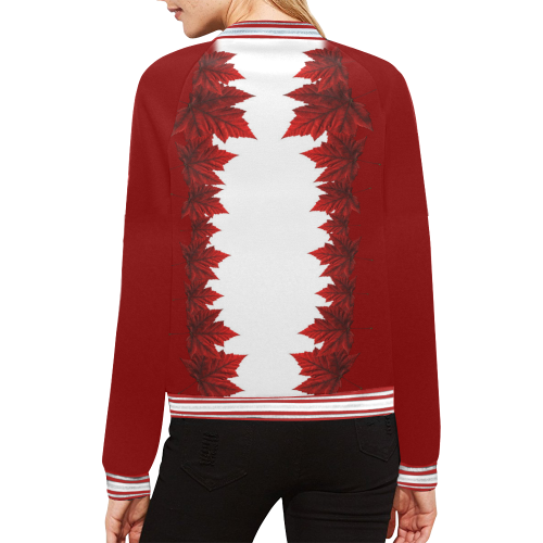 Canada Maple Leaf Jackets All Over Print Bomber Jacket for Women (Model H21)