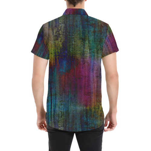 Dark Grunge Watercolor Brush Strokes Painting Men's All Over Print Short Sleeve Shirt (Model T53)