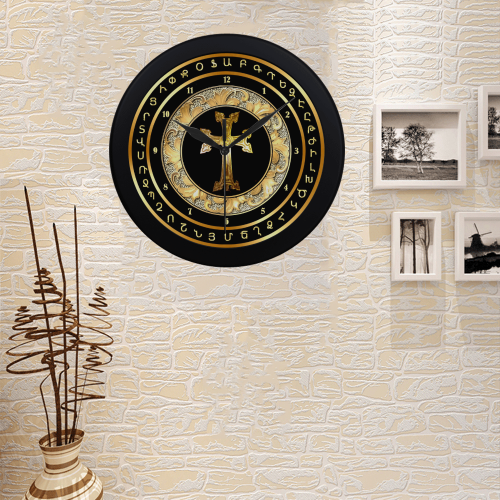 Armenian Cross Circular Plastic Wall clock