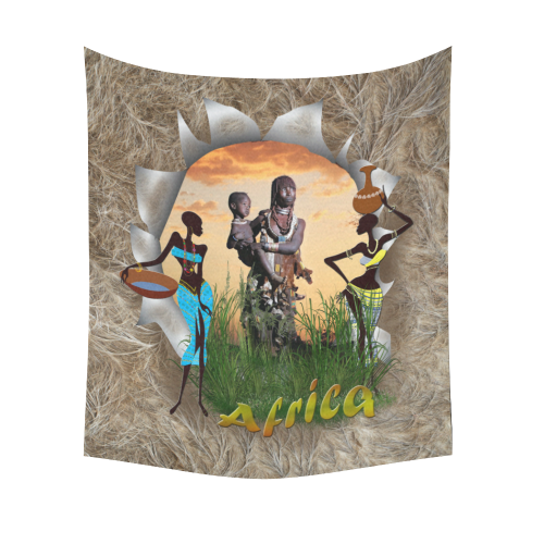 African woman Cotton Linen Wall Tapestry 51"x 60"