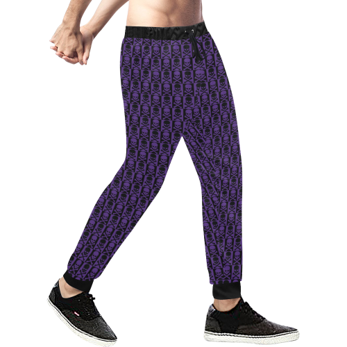 Gothic style Purple & Black Skulls Men's All Over Print Sweatpants (Model L11)