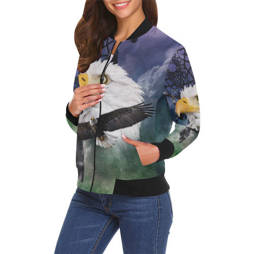 Shaman Eagle Spirit All Over Print Bomber Jacket for Women (Model H19)