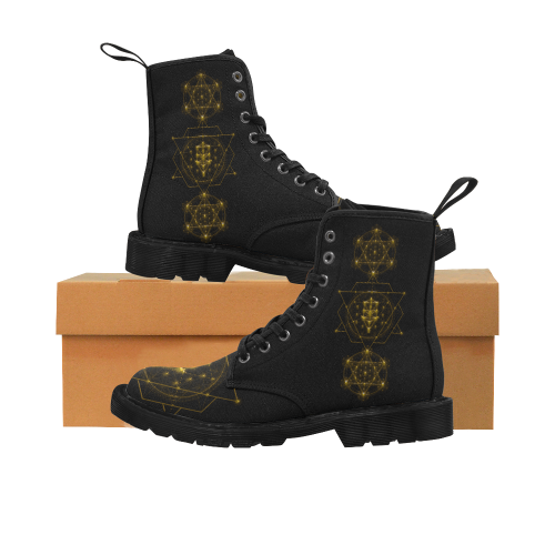 Sacred Geometry Martin Boots for Women (Black) (Model 1203H)