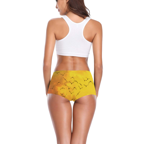 Trendy Birds, yellow by JamColors Women's All Over Print Boyshort Panties (Model L31)