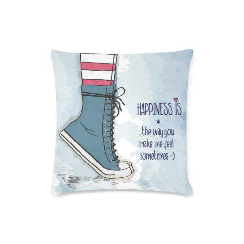 Happiness Is The Way You Make Me Feel Custom Zippered Pillow Case 16"x16"(Twin Sides)